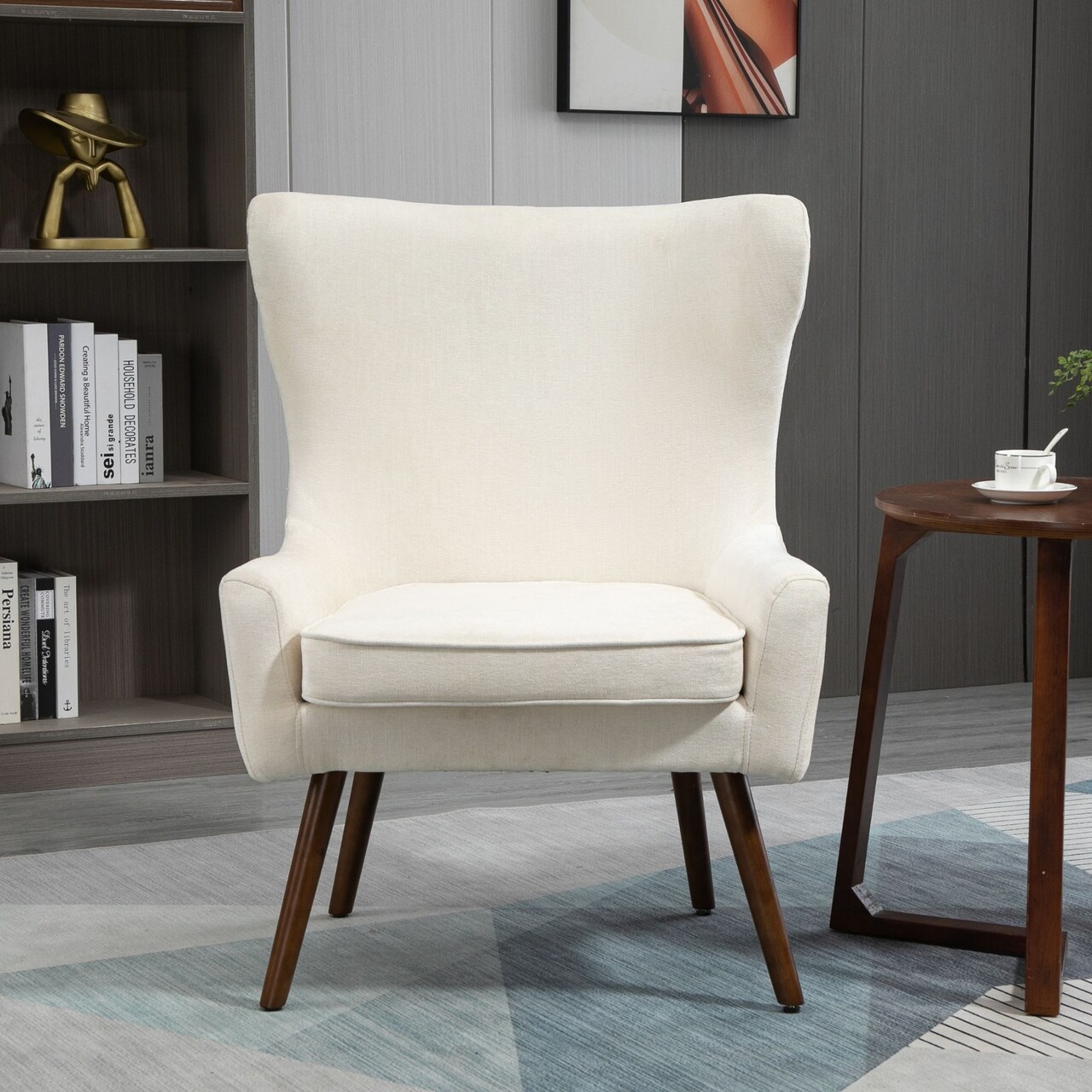 Contemporary Home Living Upholstered Wingback Accent Chair - 38" - Beige